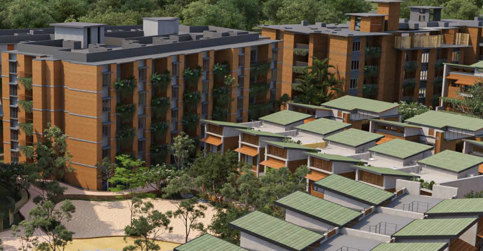 Republic of Nature aerial view of apartments and villas in ECR near Kovalam
